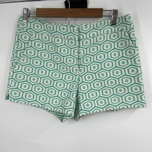 TRINA TURK Corbin Geometric Shorts‎ Sz 4 Teal White